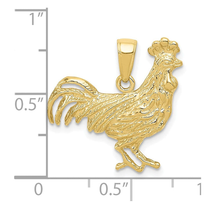 10K Yellow Gold Solid Polished Medium Rooster Pendant