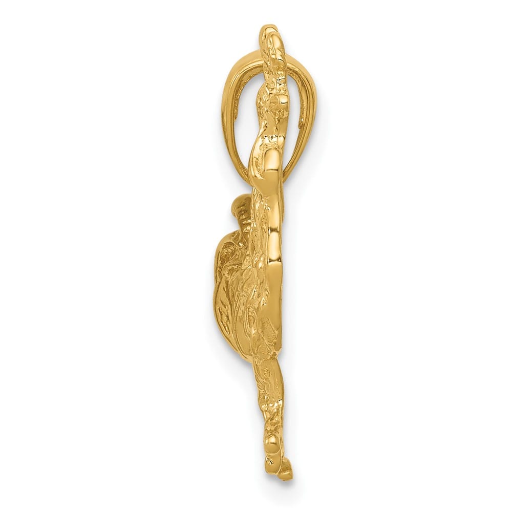 10K Yellow Gold Solid Polished Medium Rooster Pendant