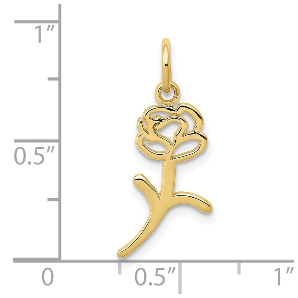 10K Yellow Gold Solid Polished Medium Rose Charm