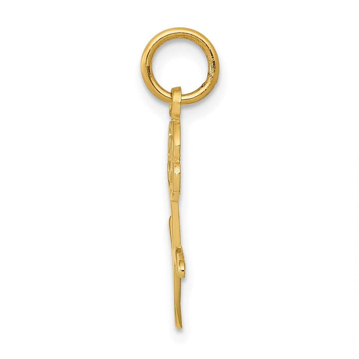 10K Yellow Gold Solid Polished Medium Rose Charm