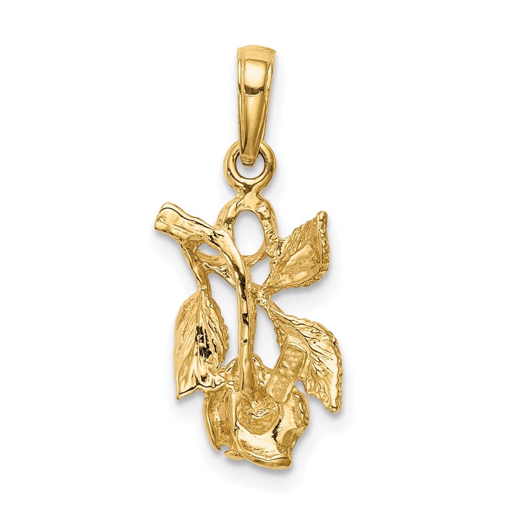 10K Yellow Gold Solid Polished Medium Rose Pendant