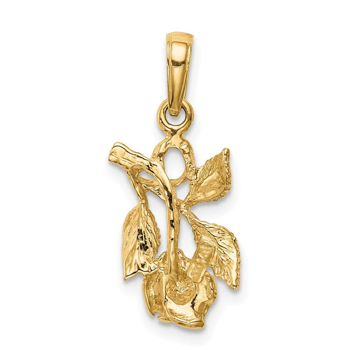 10K Yellow Gold Solid Polished Medium Rose Pendant