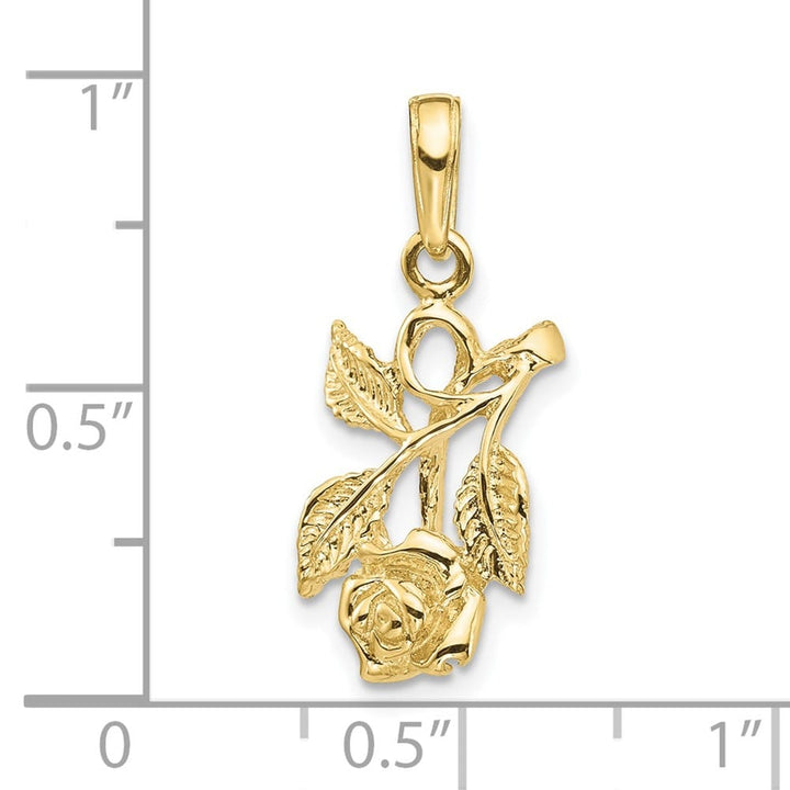 10K Yellow Gold Solid Polished Medium Rose Pendant