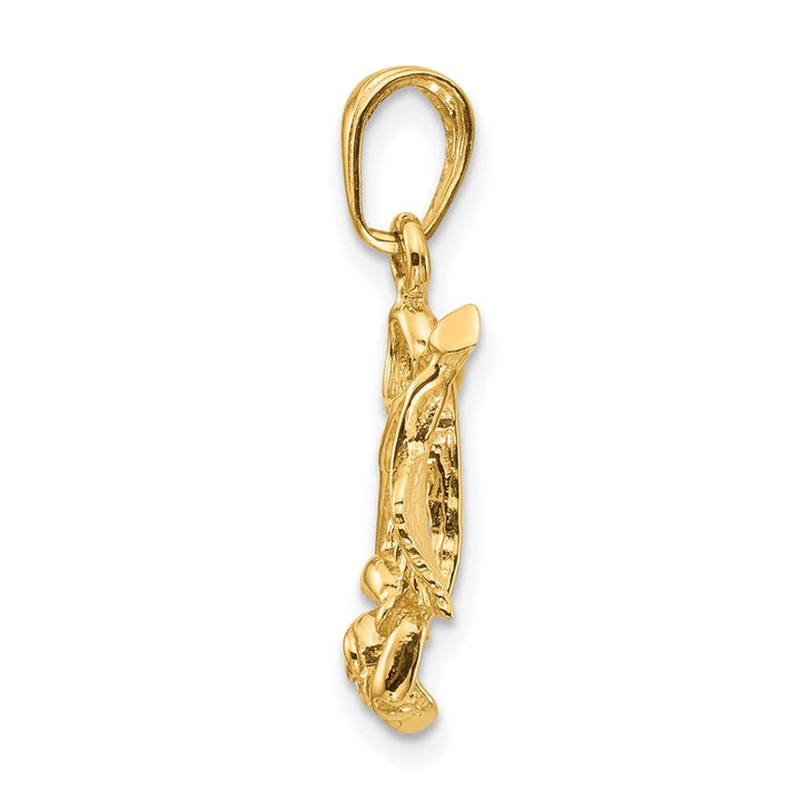 10K Yellow Gold Solid Polished Medium Rose Pendant