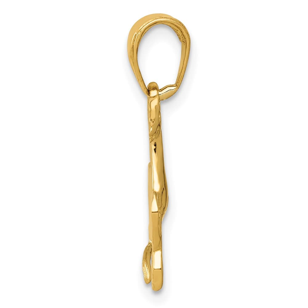 10K Yellow Gold Solid Polished Medium Running Horse Pendant