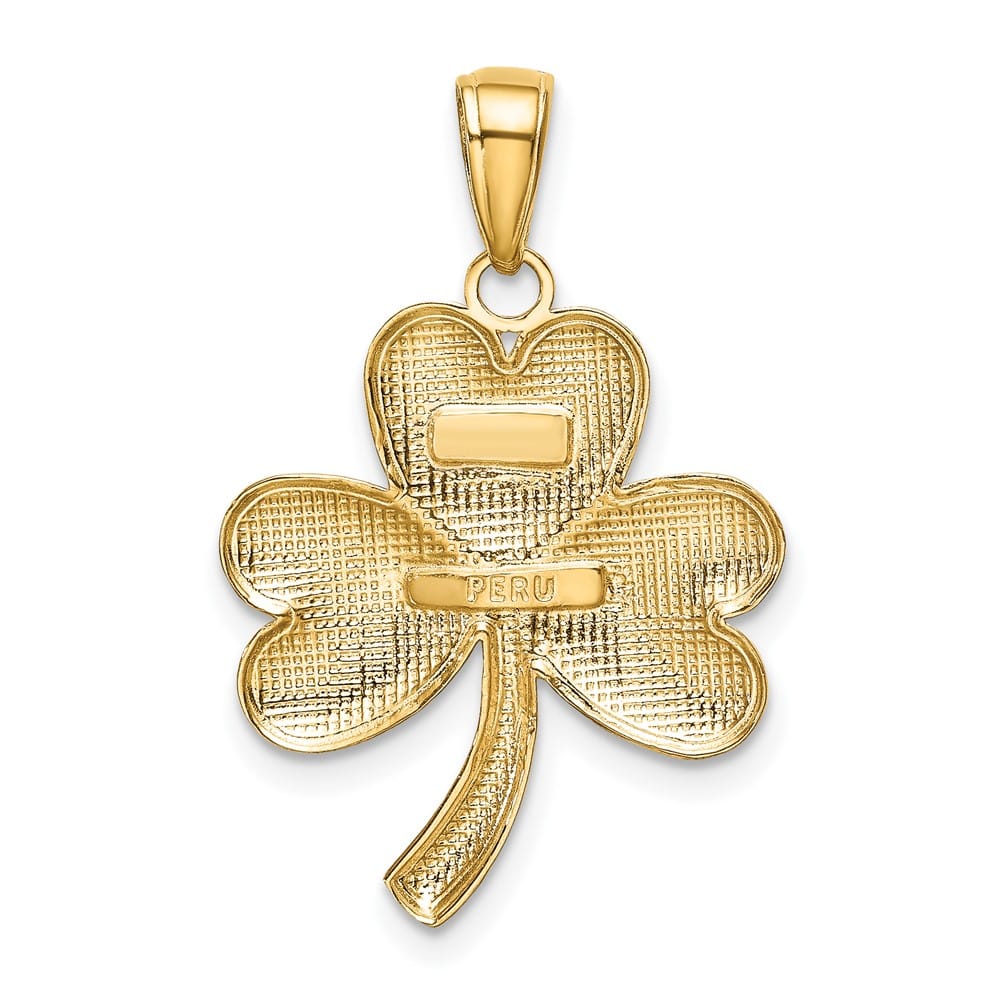 10K Yellow Gold Solid Polished Medium Shamrock Charm