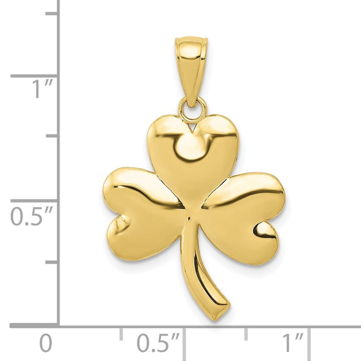 10K Yellow Gold Solid Polished Medium Shamrock Charm