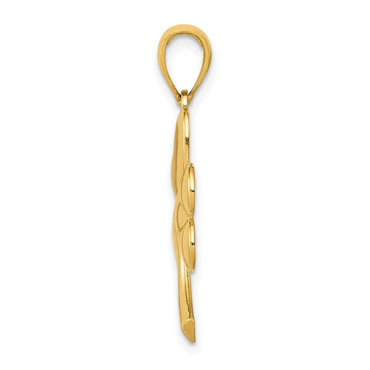 10K Yellow Gold Solid Polished Medium Shamrock Charm