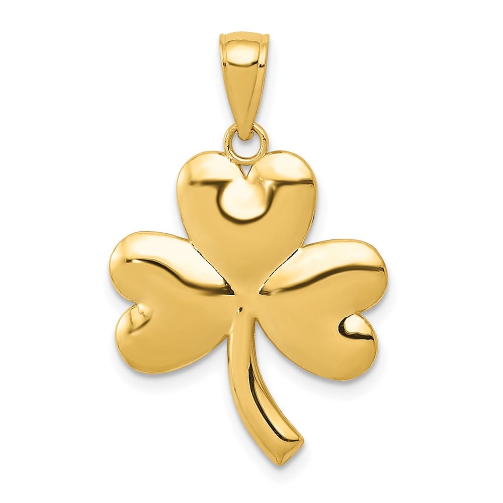 10K Yellow Gold Solid Polished Medium Shamrock Charm