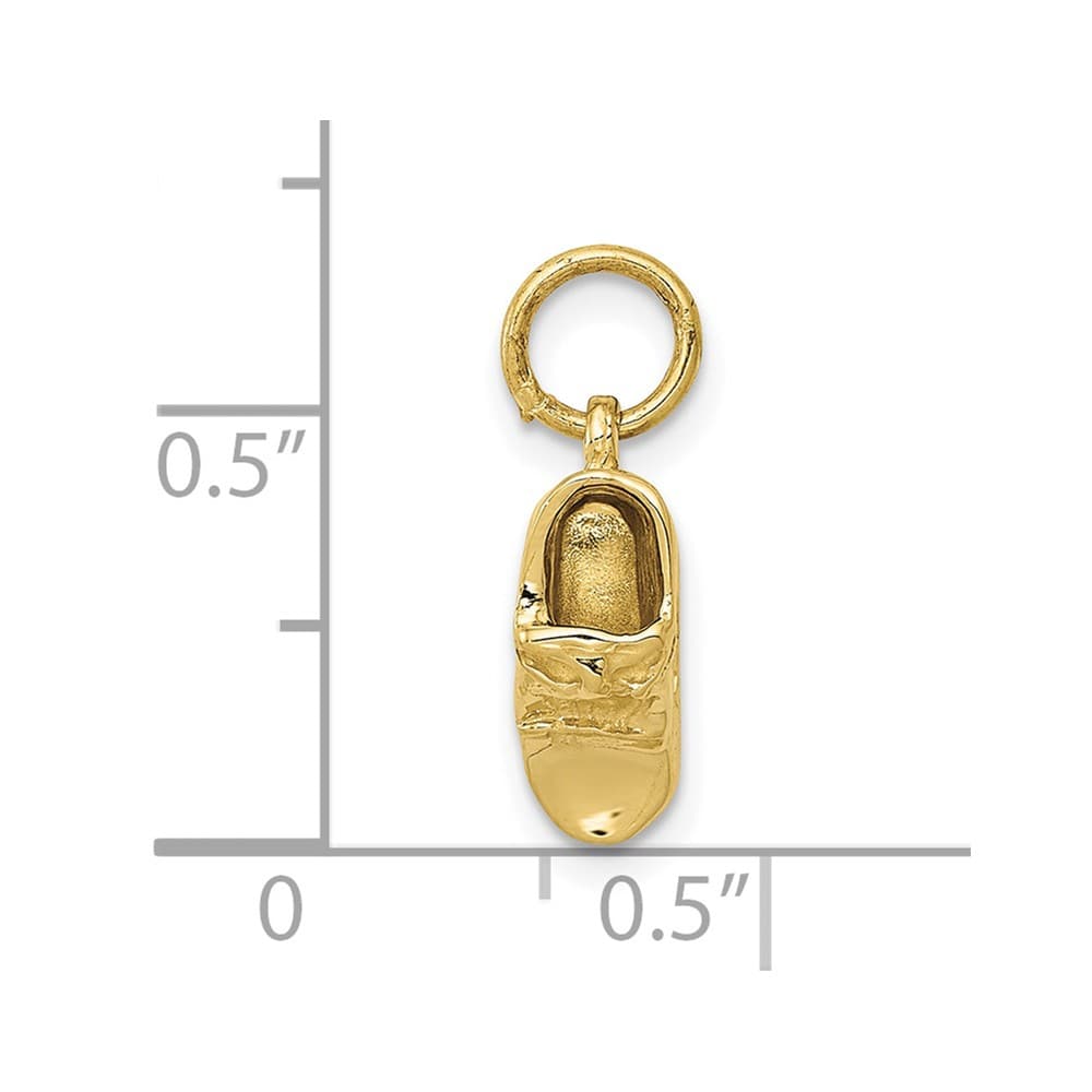 10K Yellow Gold Solid Polished Medium Single Baby Shoe Charm