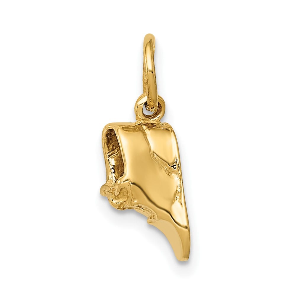 10K Yellow Gold Solid Polished Medium Single Baby Shoe Charm