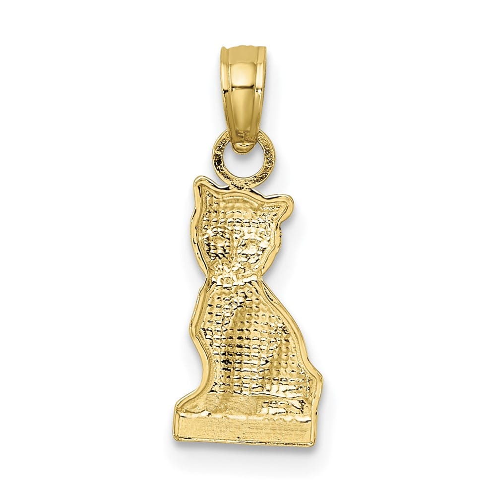 10K Yellow Gold Solid Polished Medium Sitting Kitten Charm