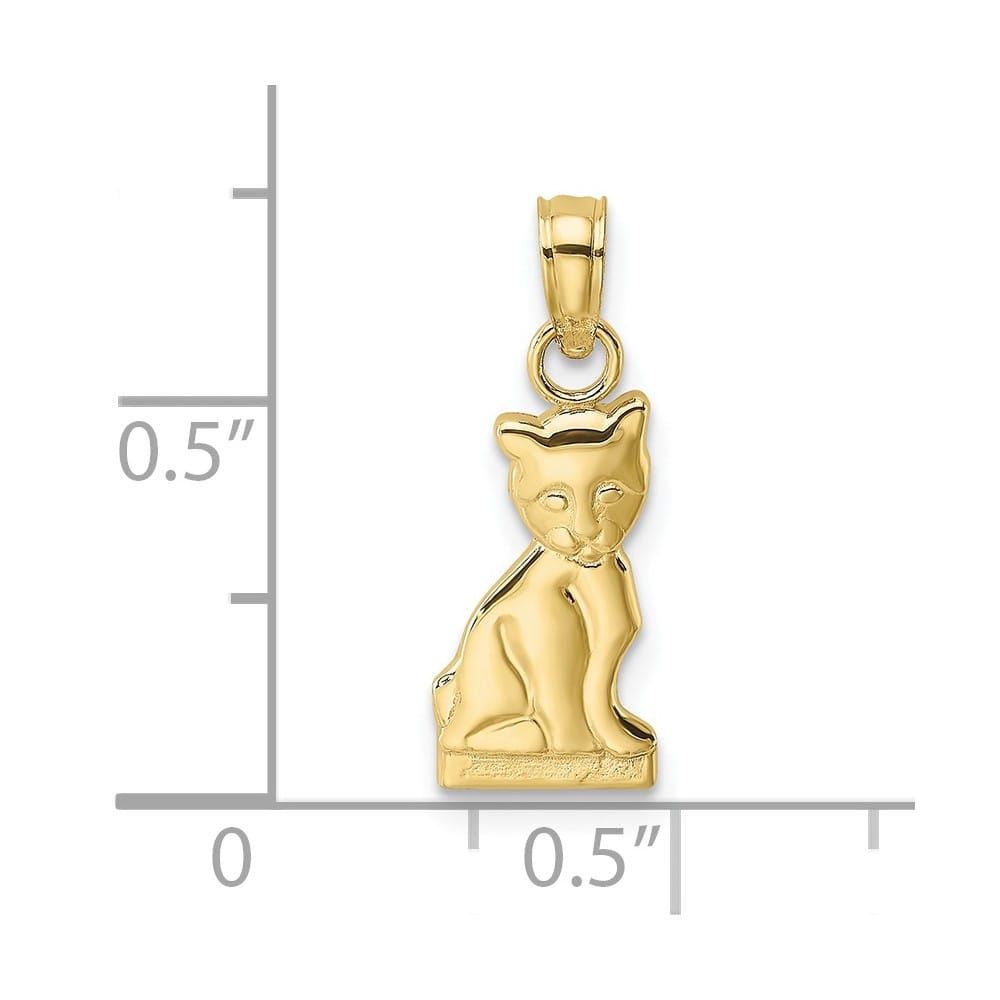 10K Yellow Gold Solid Polished Medium Sitting Kitten Charm