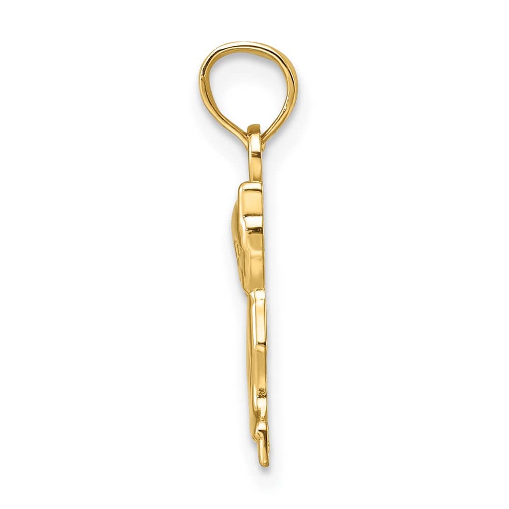 10K Yellow Gold Solid Polished Medium Sitting Kitten Charm