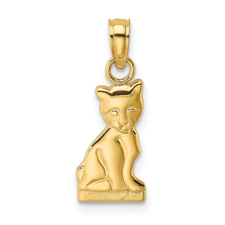 10K Yellow Gold Solid Polished Medium Sitting Kitten Charm