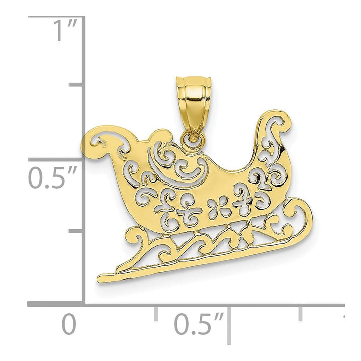 10K Yellow Gold Solid Polished Medium Sleigh Pendant