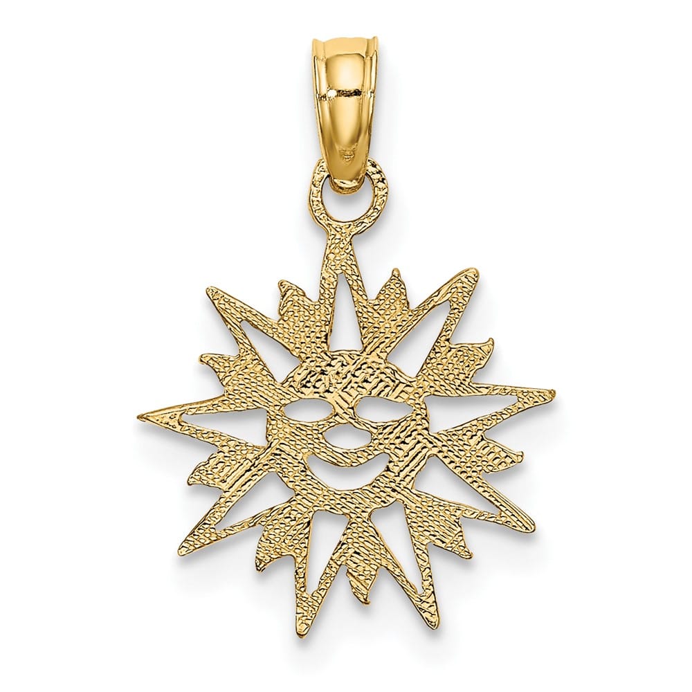 10K Yellow Gold Solid Polished Medium Smiling Sun Charm