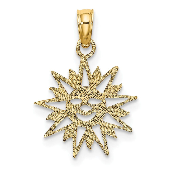 10K Yellow Gold Solid Polished Medium Smiling Sun Charm