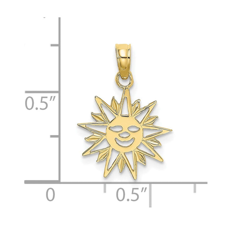 10K Yellow Gold Solid Polished Medium Smiling Sun Charm