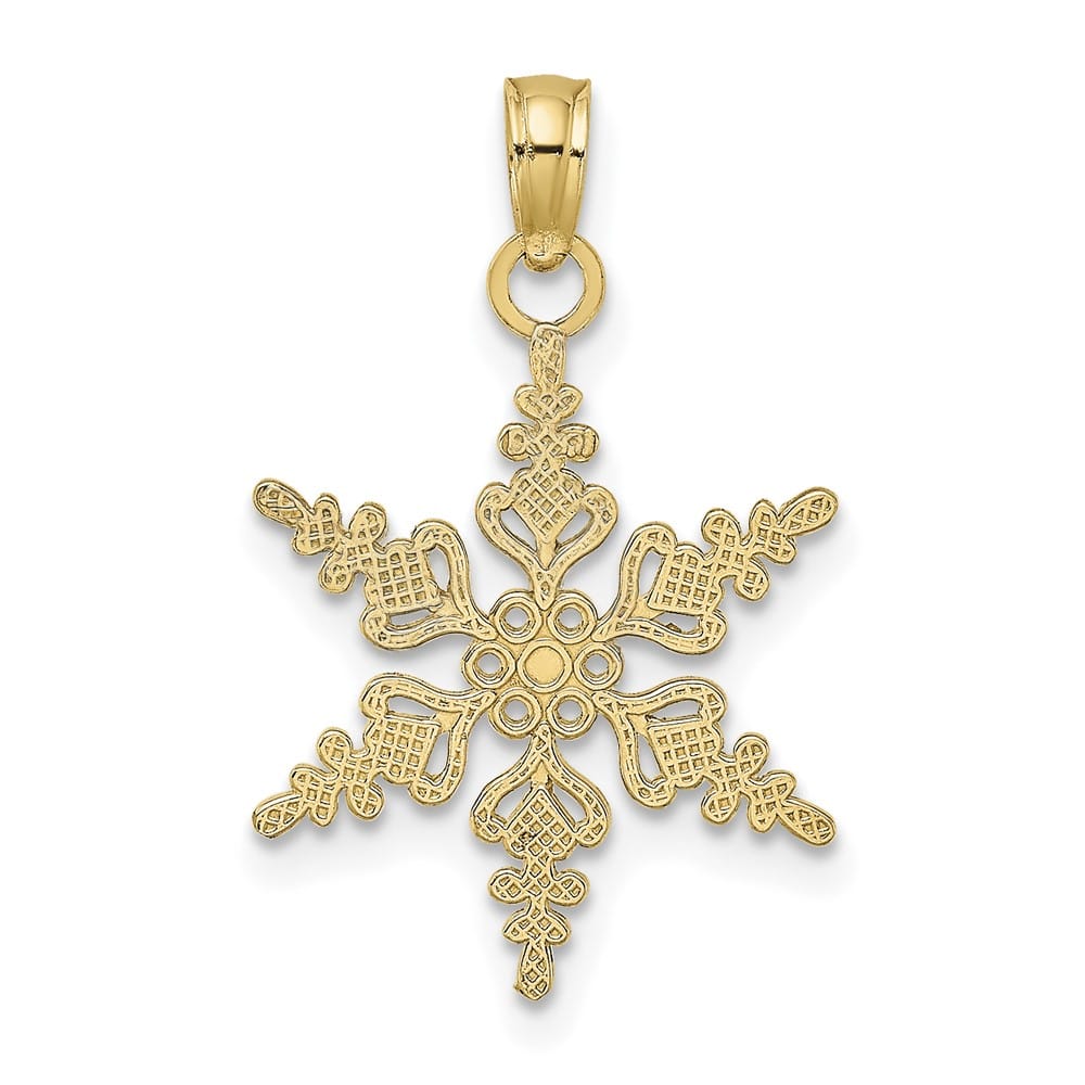 10K Yellow Gold Solid Polished Medium Snowflake Charm
