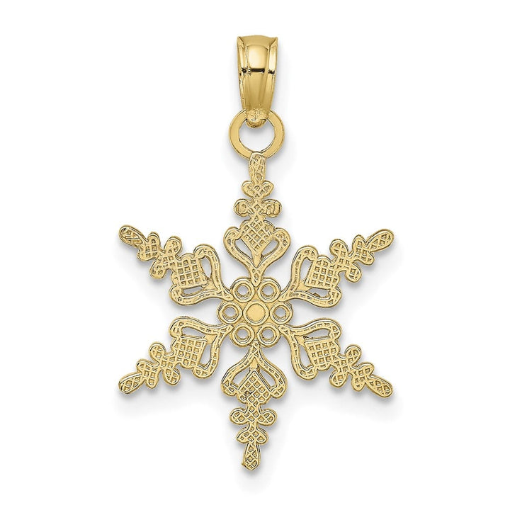 10K Yellow Gold Solid Polished Medium Snowflake Charm