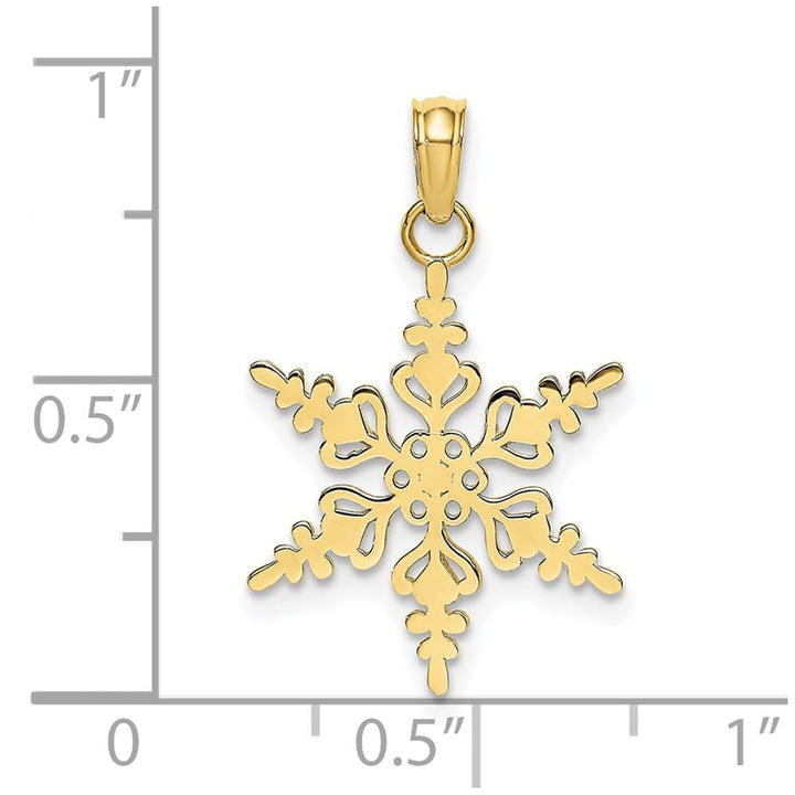 10K Yellow Gold Solid Polished Medium Snowflake Charm