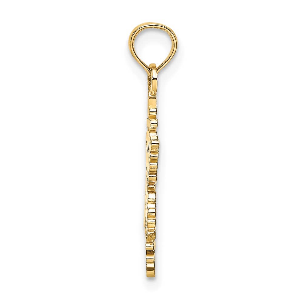 10K Yellow Gold Solid Polished Medium Snowflake Charm