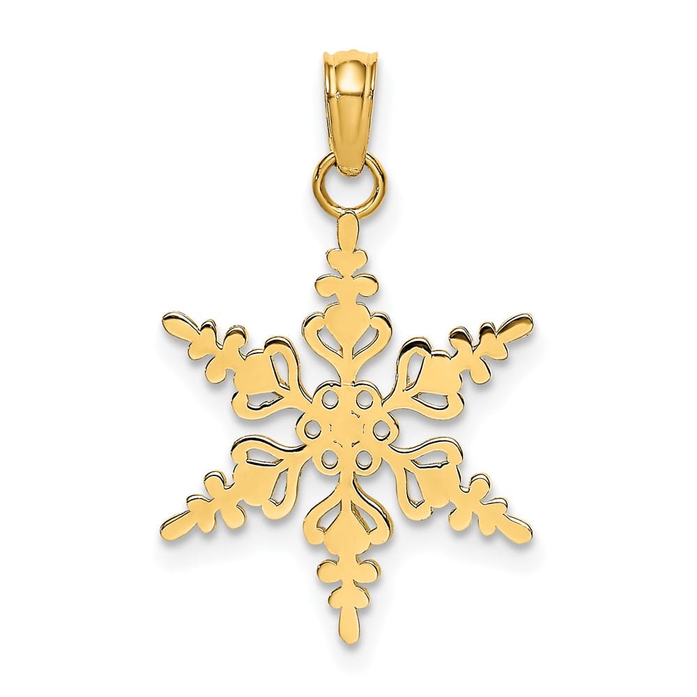 10K Yellow Gold Solid Polished Medium Snowflake Charm