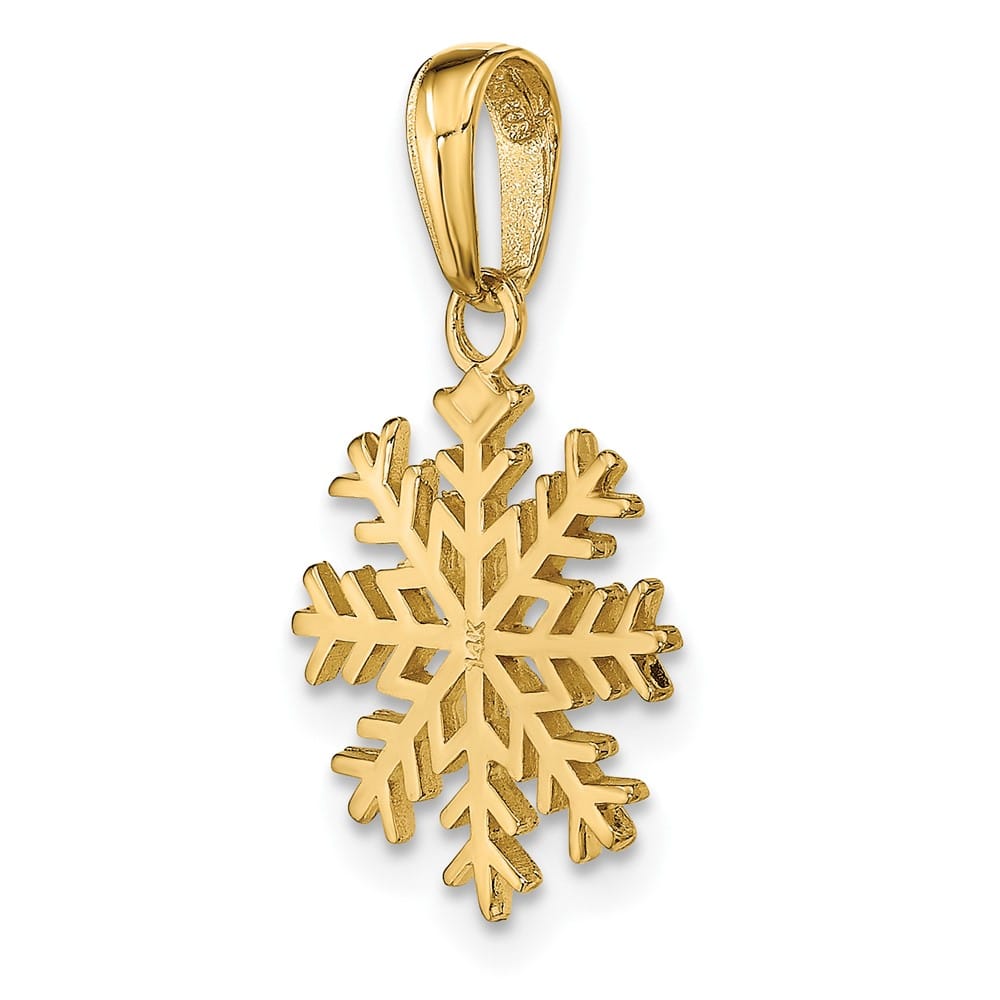 10K Yellow Gold Solid Polished Medium Snowflake Pendant