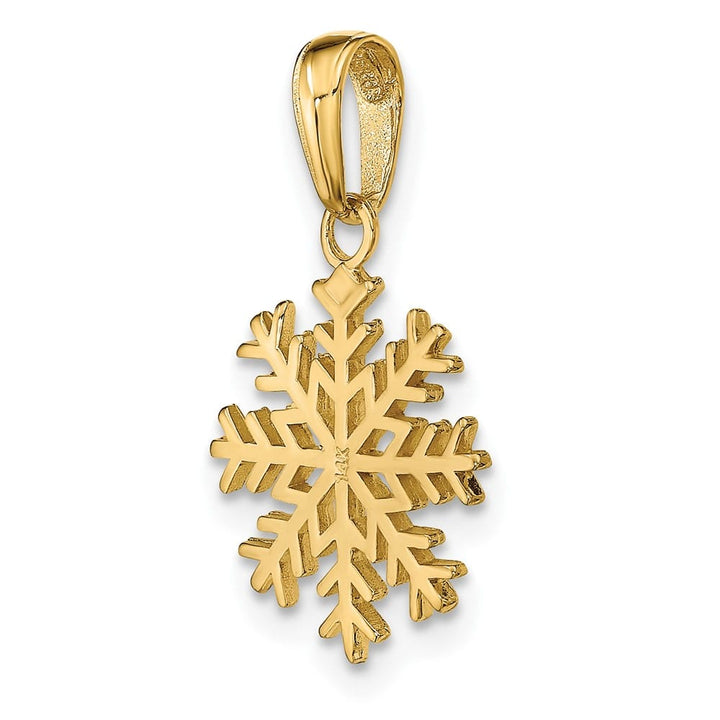 10K Yellow Gold Solid Polished Medium Snowflake Pendant