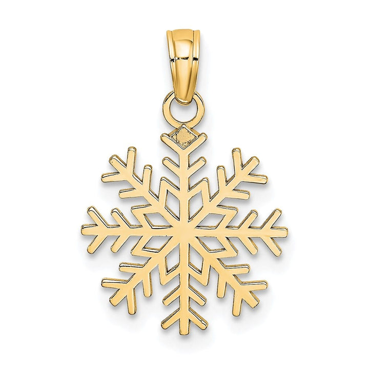 10K Yellow Gold Solid Polished Medium Snowflake Pendant