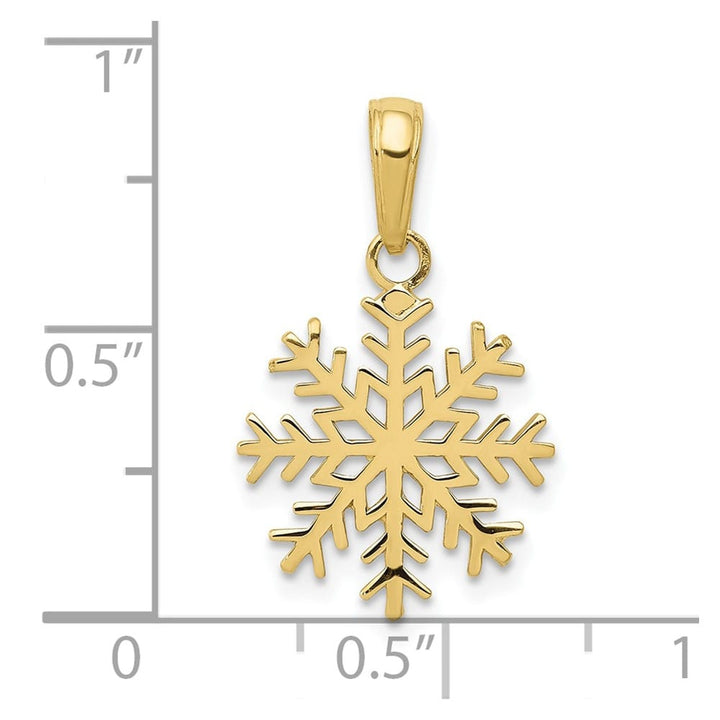 10K Yellow Gold Solid Polished Medium Snowflake Pendant