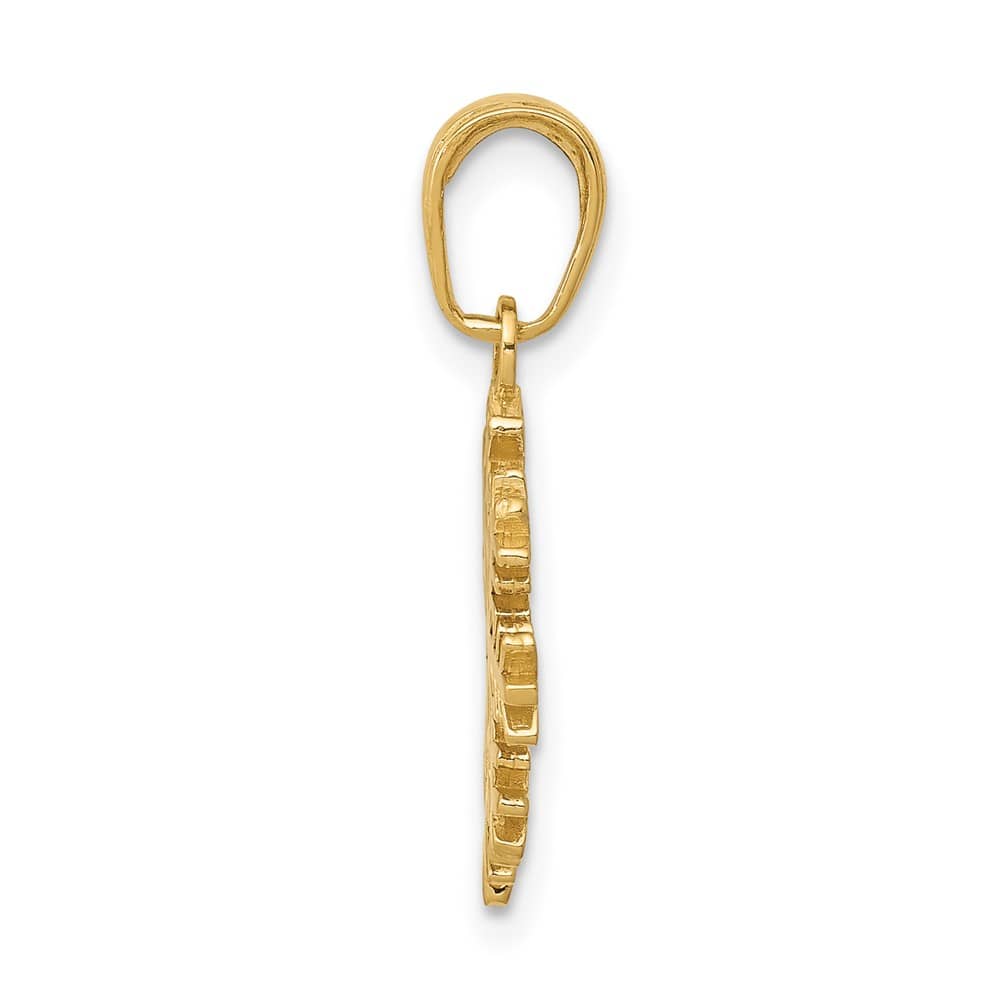 10K Yellow Gold Solid Polished Medium Snowflake Pendant