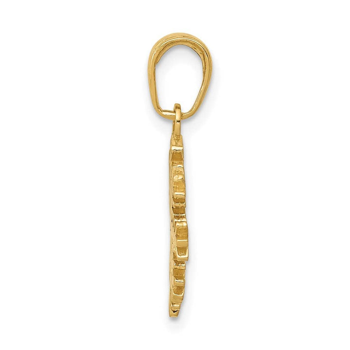 10K Yellow Gold Solid Polished Medium Snowflake Pendant