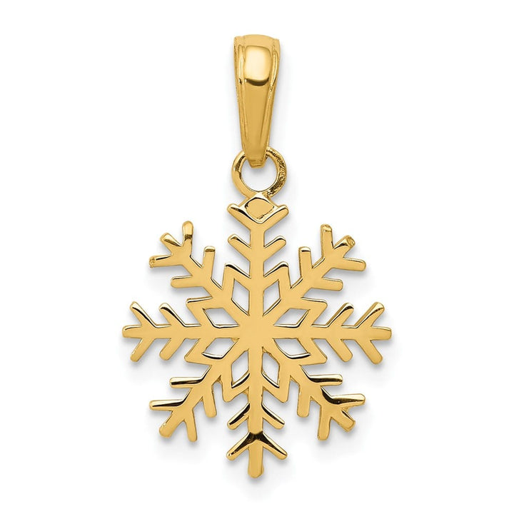 10K Yellow Gold Solid Polished Medium Snowflake Pendant