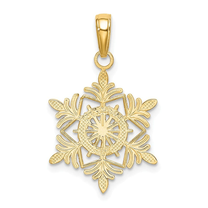 10K Yellow Gold Solid Polished Medium Snowflake Pendant