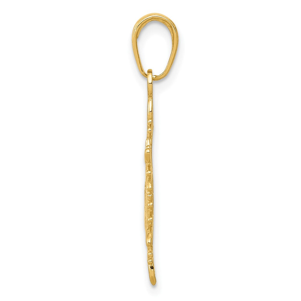 10K Yellow Gold Solid Polished Medium Snowflake Pendant