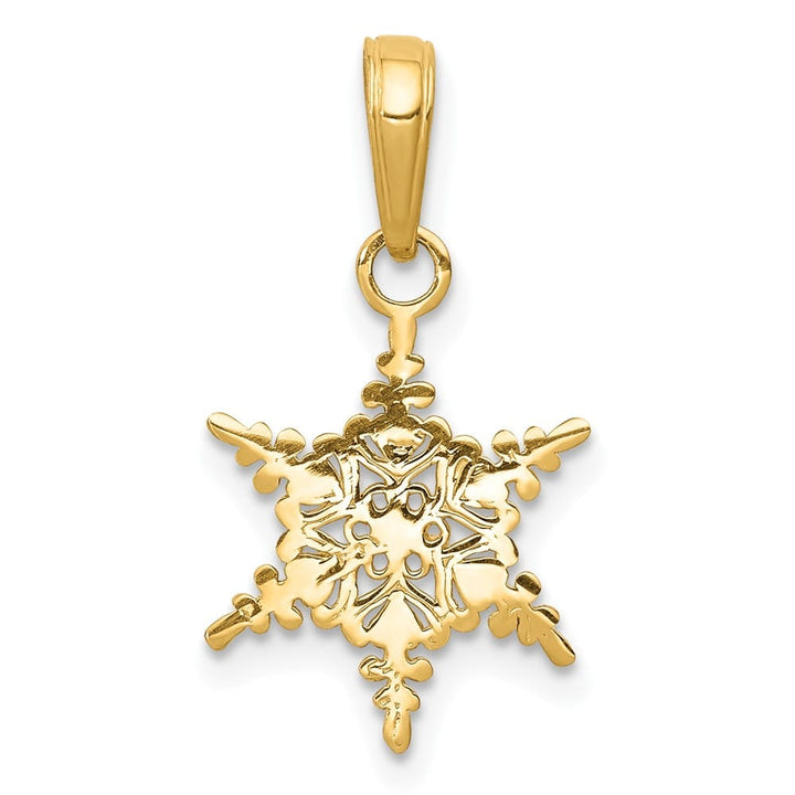 10K Yellow Gold Solid Polished Medium Snowflake Pendant