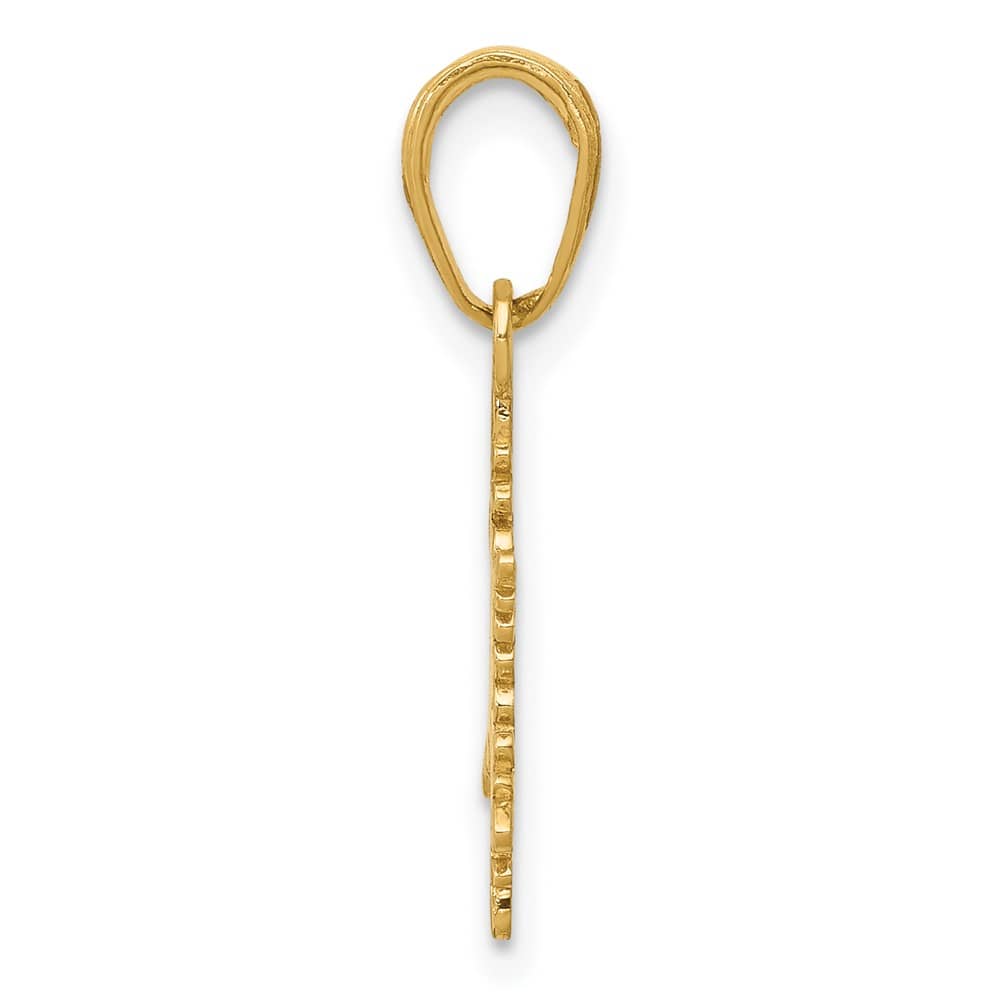 10K Yellow Gold Solid Polished Medium Snowflake Pendant
