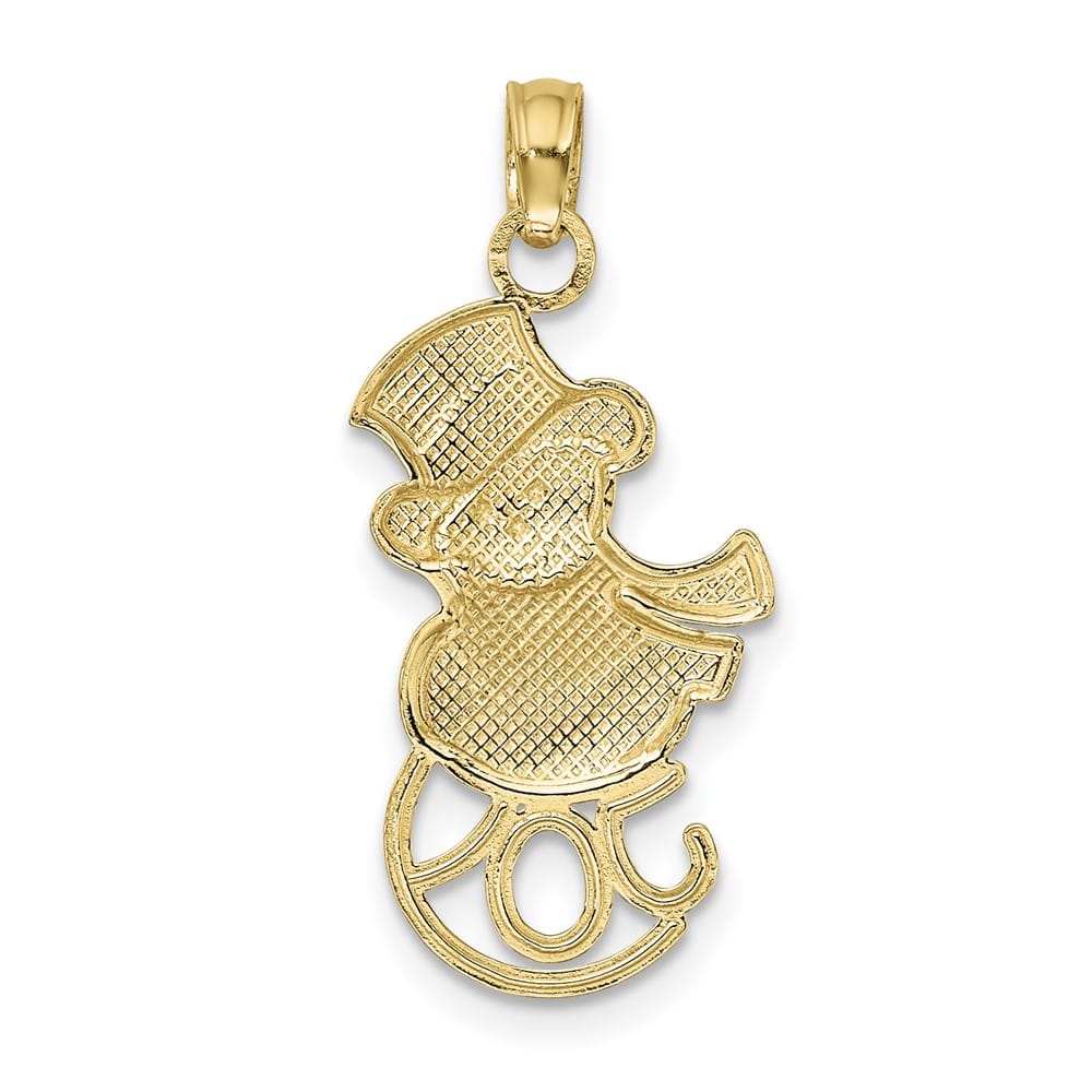 10K Yellow Gold Solid Polished Medium Snowman Joy Pendant