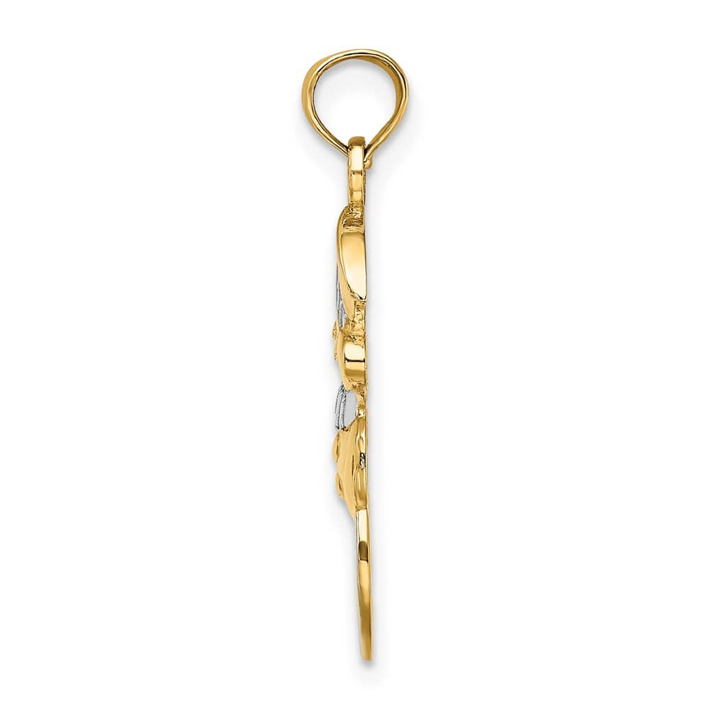 10K Yellow Gold Solid Polished Medium Snowman Joy Pendant