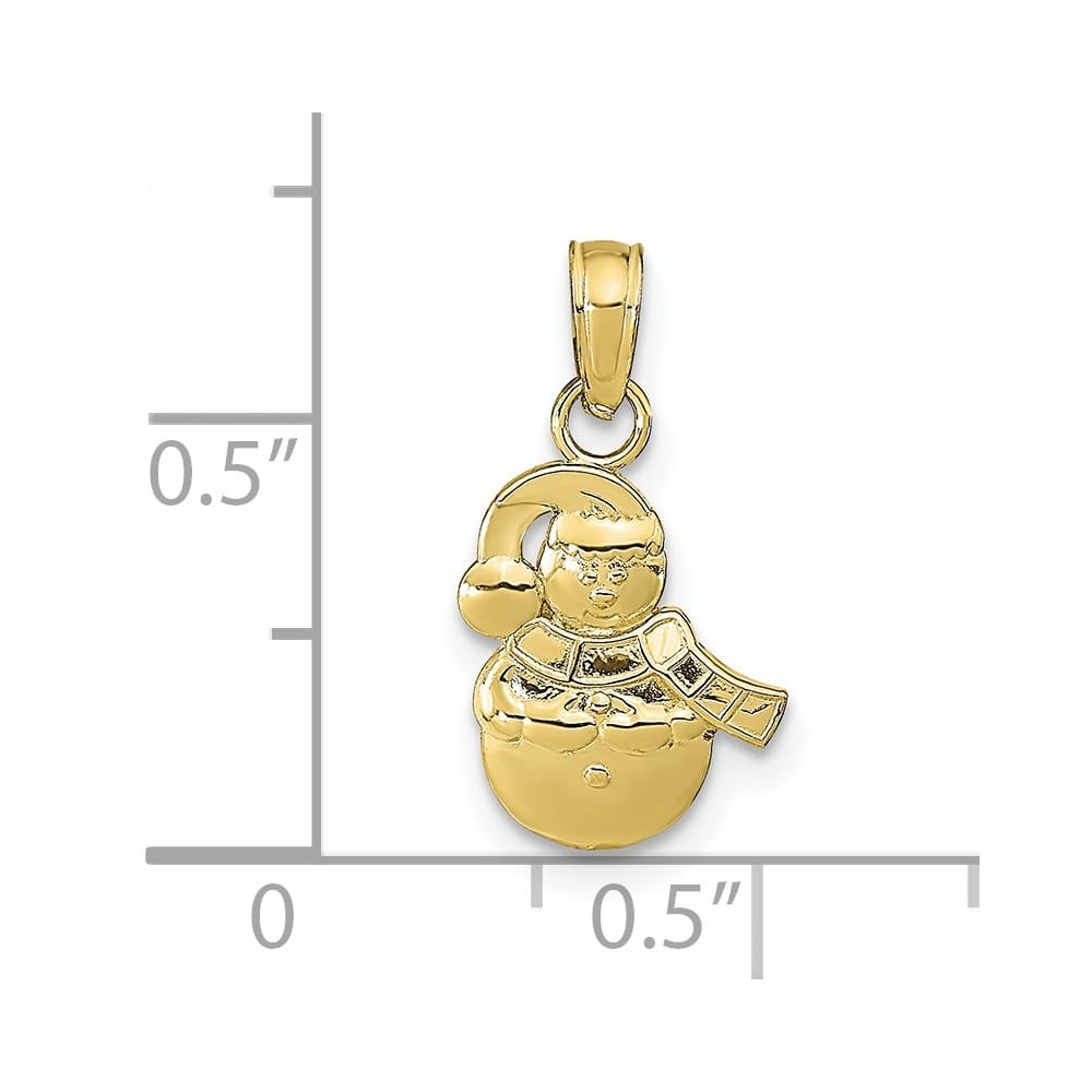 10K Yellow Gold Solid Polished Medium Snowman Pendant