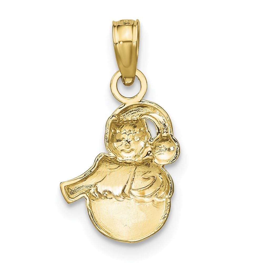 10K Yellow Gold Solid Polished Medium Snowman Pendant