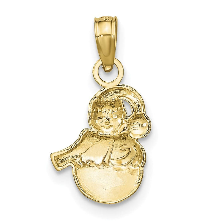 10K Yellow Gold Solid Polished Medium Snowman Pendant