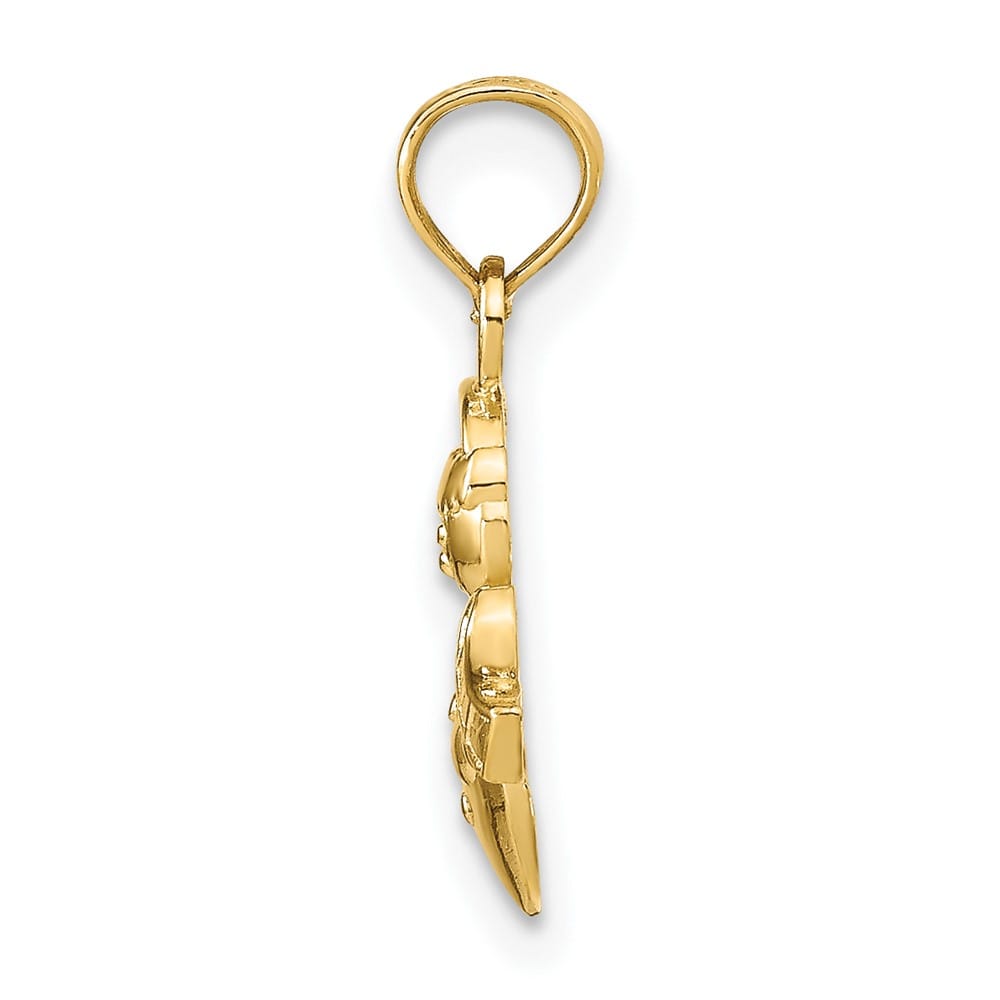 10K Yellow Gold Solid Polished Medium Snowman Pendant