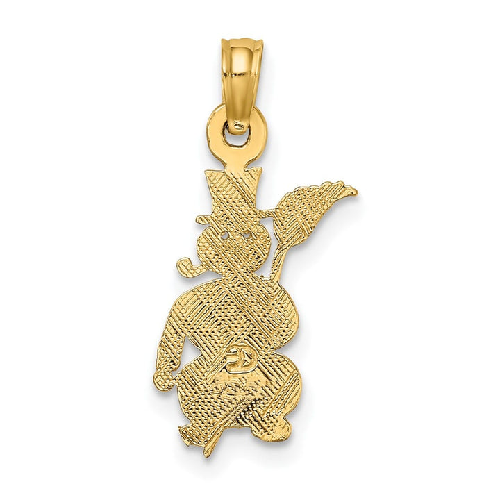 10K Yellow Gold Solid Polished Medium Snowman Pendant