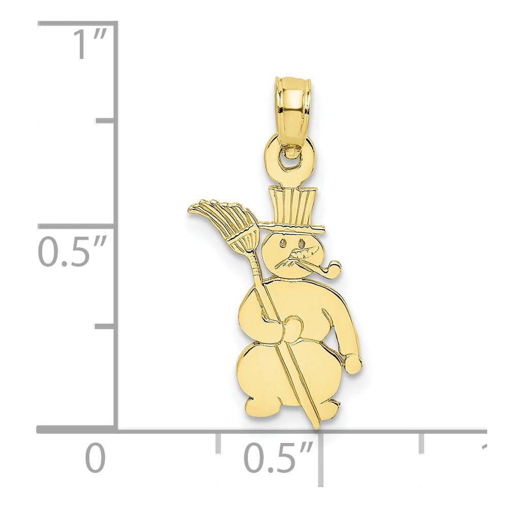 10K Yellow Gold Solid Polished Medium Snowman Pendant