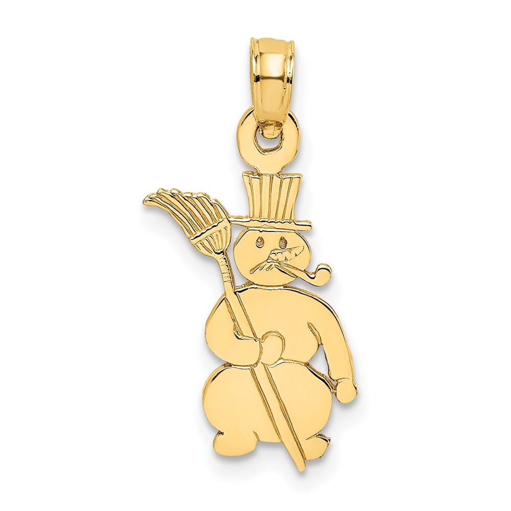 10K Yellow Gold Solid Polished Medium Snowman Pendant