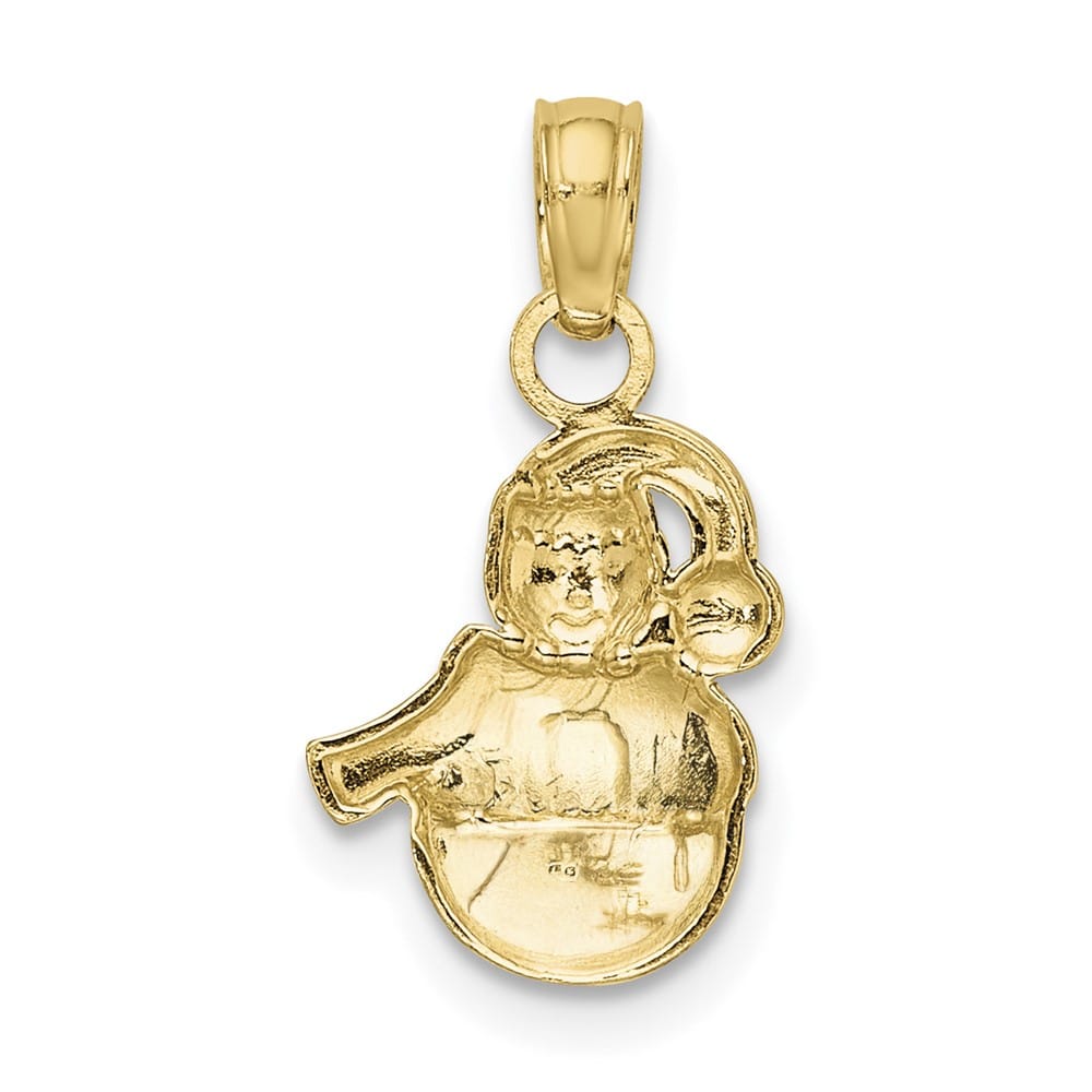 10K Yellow Gold Solid Polished Medium Snowman Pendant