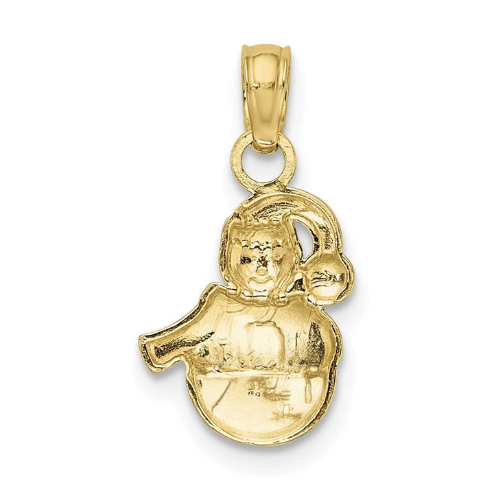 10K Yellow Gold Solid Polished Medium Snowman Pendant